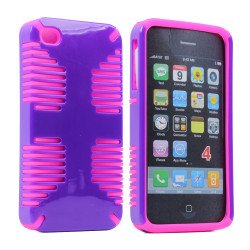 iPhone 4 4S Hybrid Grip Case (Purple-Hotpink) iPhone 4 4S Hybrid Grip Case (Purple-Hotpink)